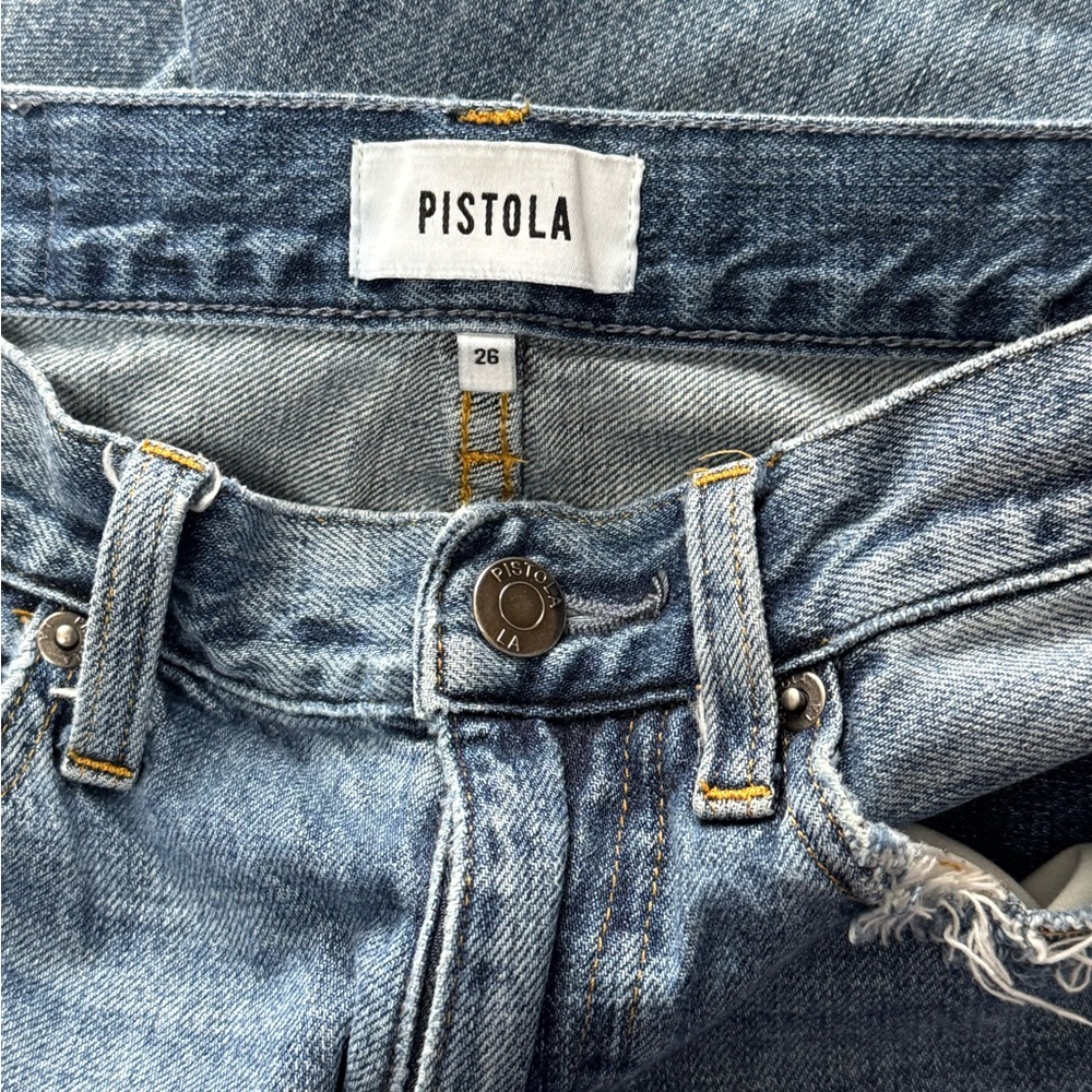 Pistola Stevie High Rise Flare Jeans Women's Size 26 Medium Wash Raw Hem - Picture 10 of 10